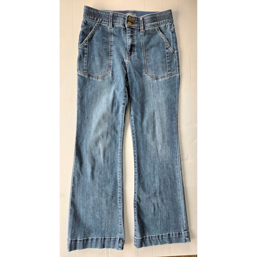 Wit & Wisdom Madison Jeans Womens 10 Blue Flare Stretch Patch Pocket L2891NORI